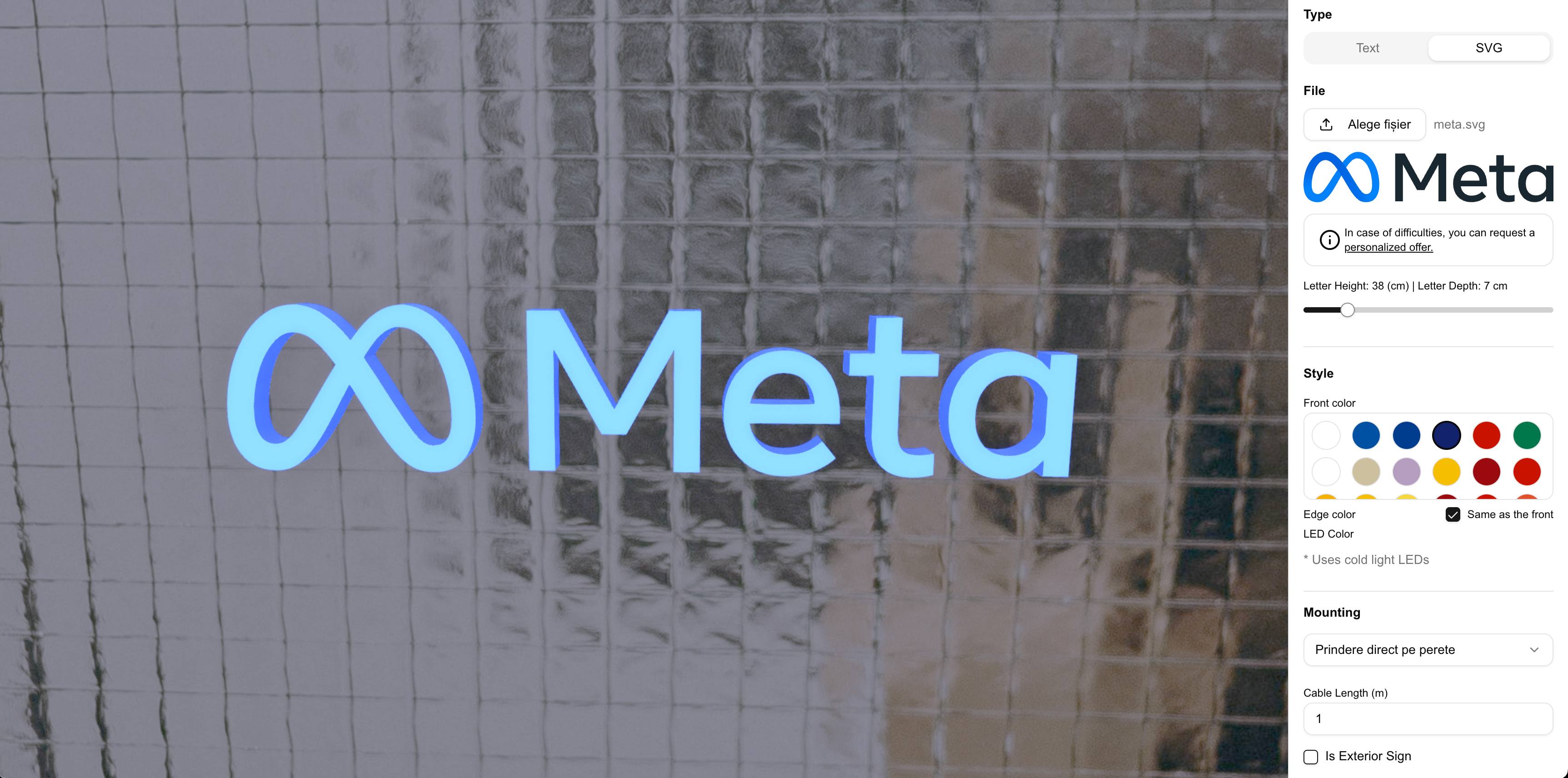 Sign Simulator Demo - Meta LED Sign Design Interface